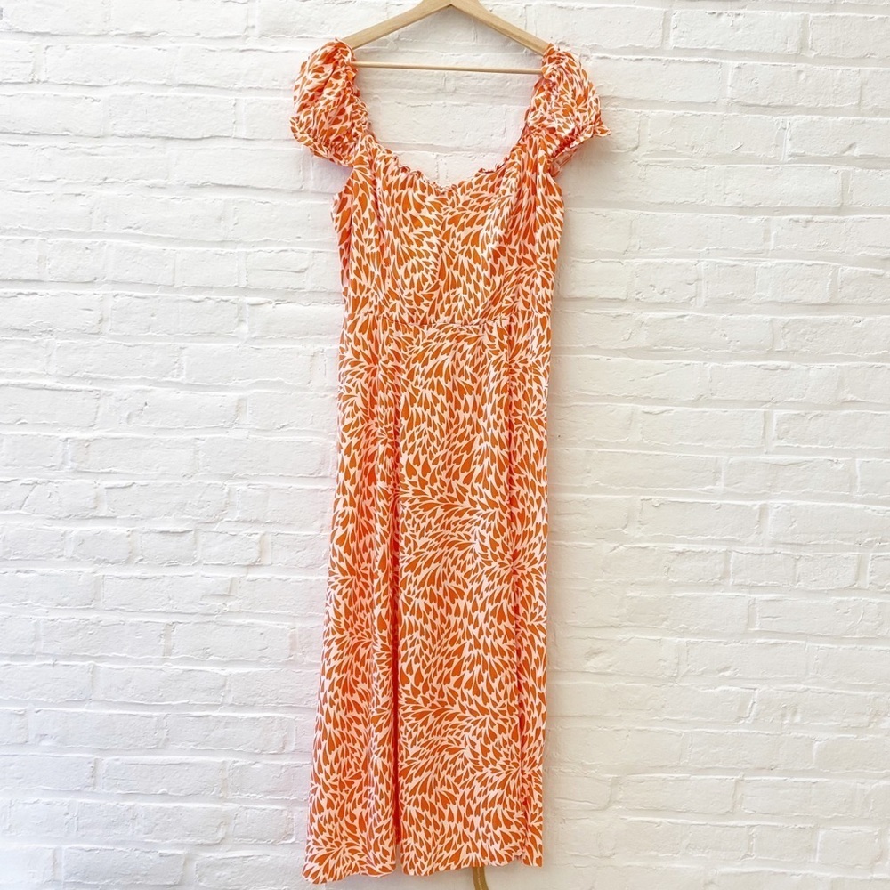 Reformation Connell Cap Sleeve Midi Crepeโ Dress in Cupid Hearts 10 NWT